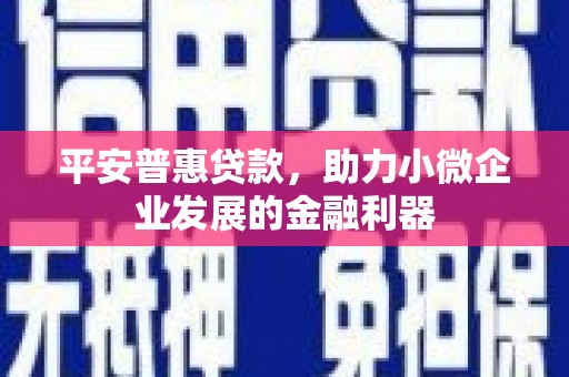 大石桥平安普惠贷款，助力小微企业发展的金融利器