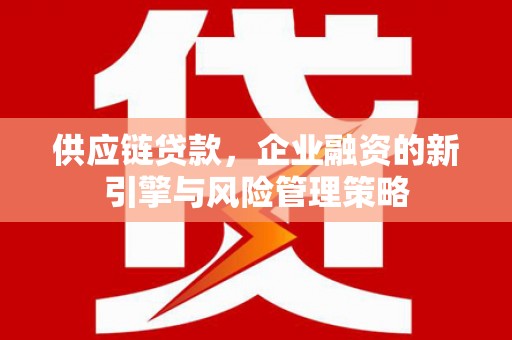 大石桥供应链贷款，企业融资的新引擎与风险管理策略