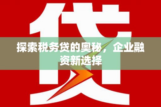 大石桥探索税务贷的奥秘，企业融资新选择