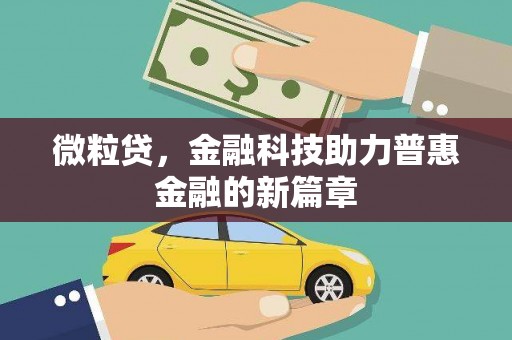 大石桥微粒贷，金融科技助力普惠金融的新篇章